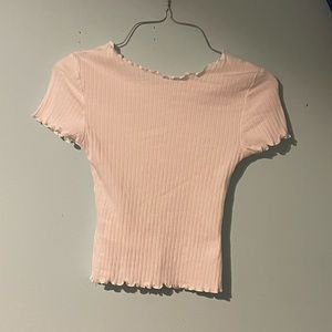 cottagecore white ruffle hem shirt (small)